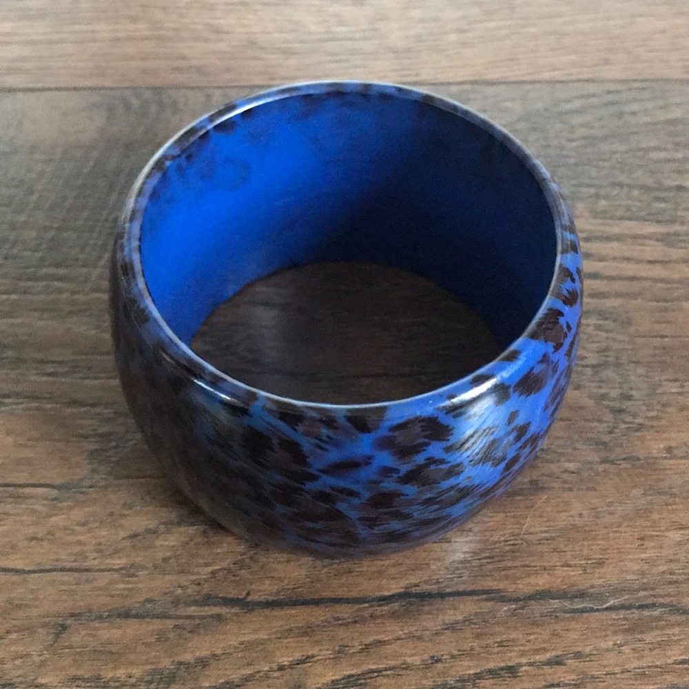 Blue leopard print acrylic cuff